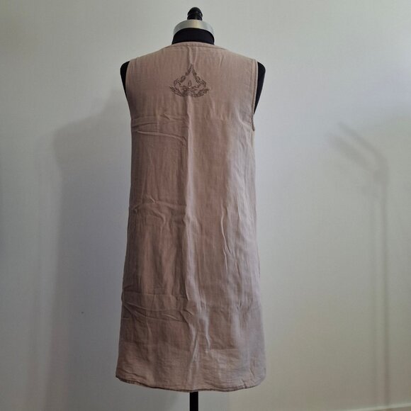 Pin Tuck Smock Dress Size M Cotton Batiste Lined Sleeveless Embroidered Light - Picture 5 of 15